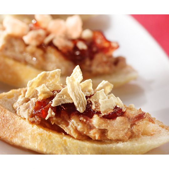 Duck Rillettes and Maple Flakes Crostini